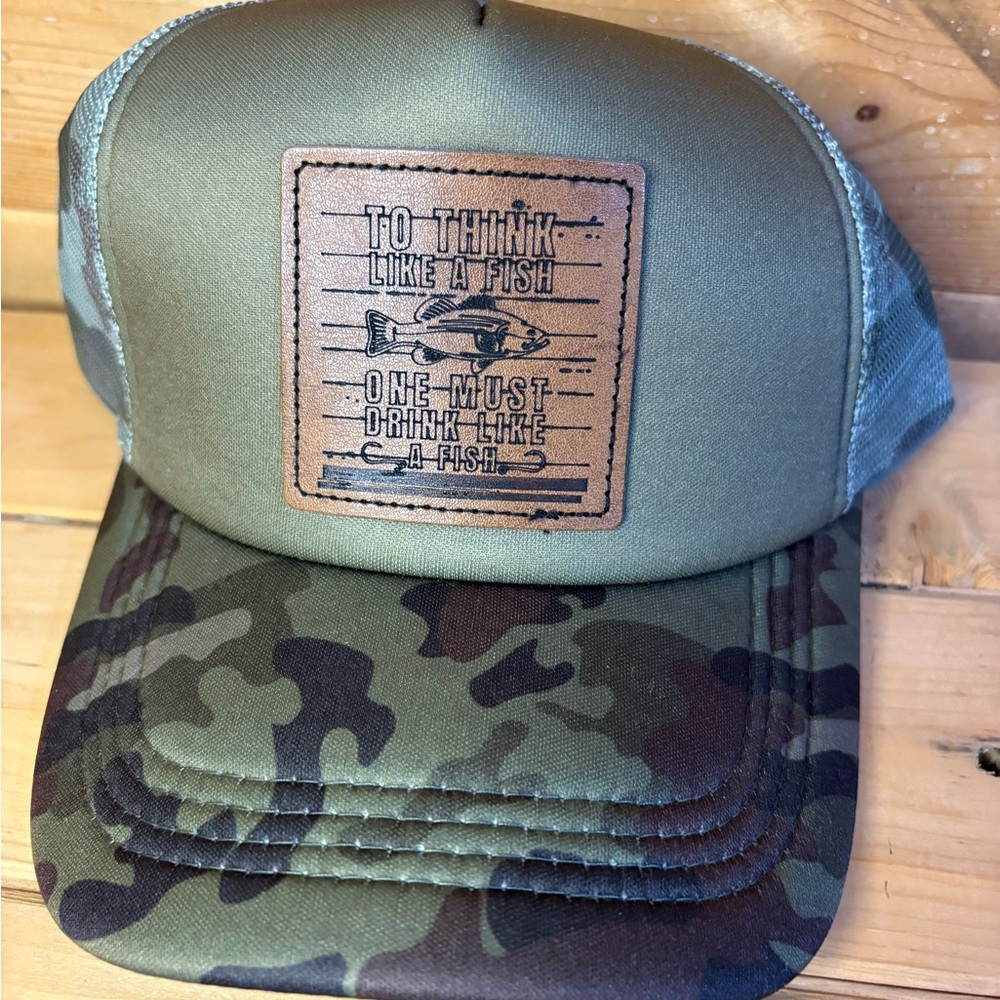 Camouflage Trucker Hat with Fish Patch